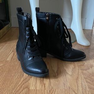 Stylish Black Lace-Up Ankle Boots